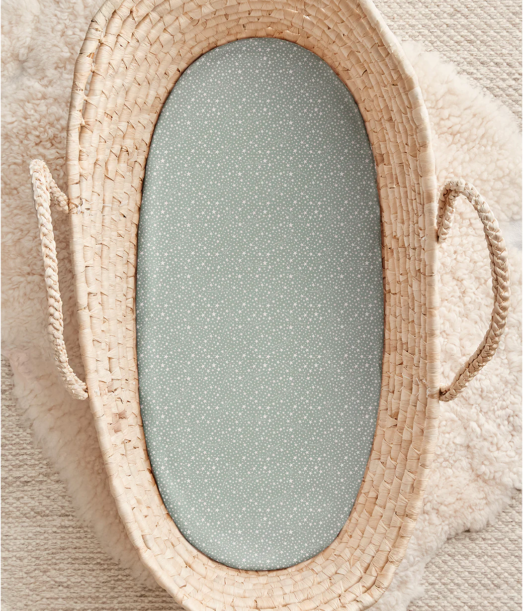 Fitted Bassinet/Basket Sheet Twin Pack Cotton Green - Image 6