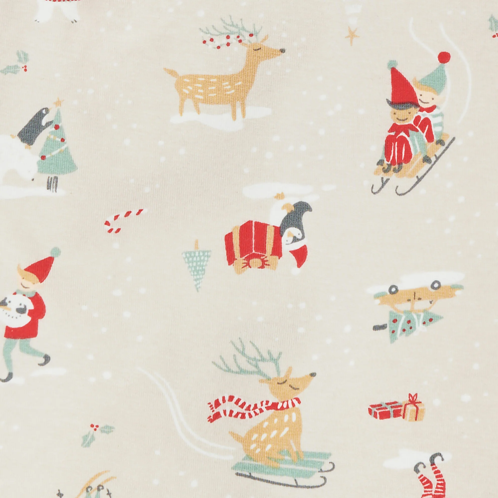 Footless Romper Cotton Beige Snow Party - Image 3